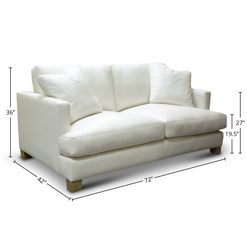 72'' White Top Grain Leather Loveseat with Solid Wood Frame