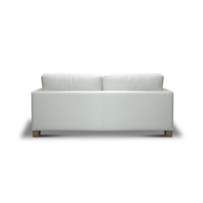 72'' White Top Grain Leather Loveseat with Solid Wood Frame