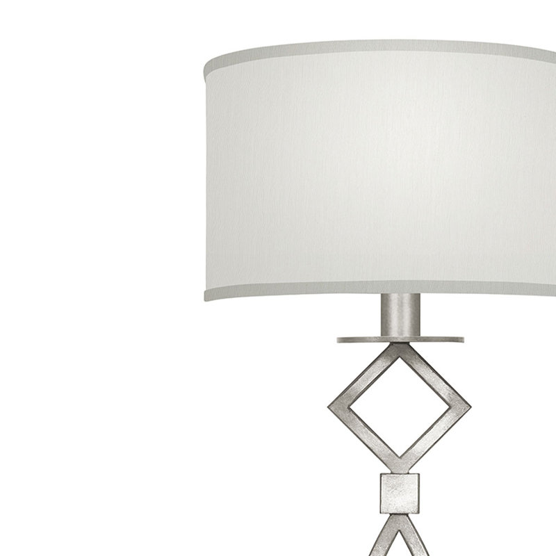 Silver Leaf Wall Sconce with White Fabric Shade