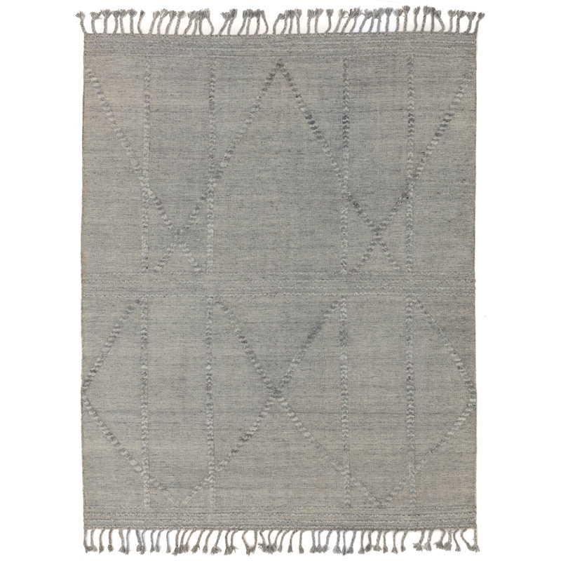 Keeva Hand Knotted Gray Wool Rectangular Area Rug