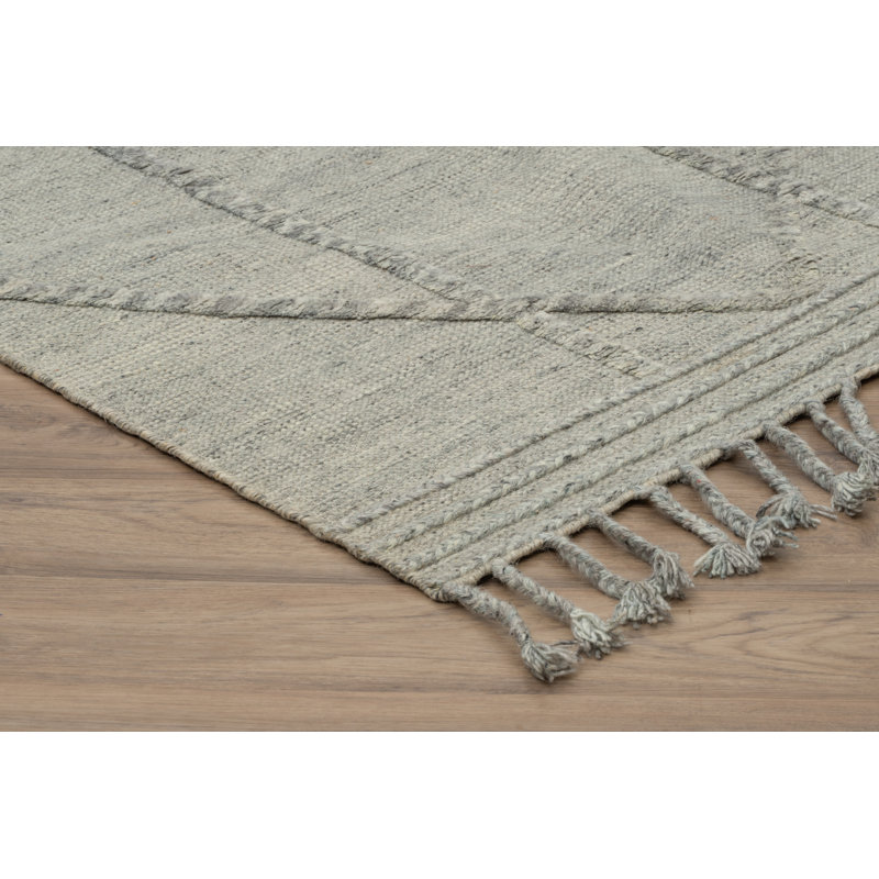 Keeva Hand Knotted Gray Wool Rectangular Area Rug
