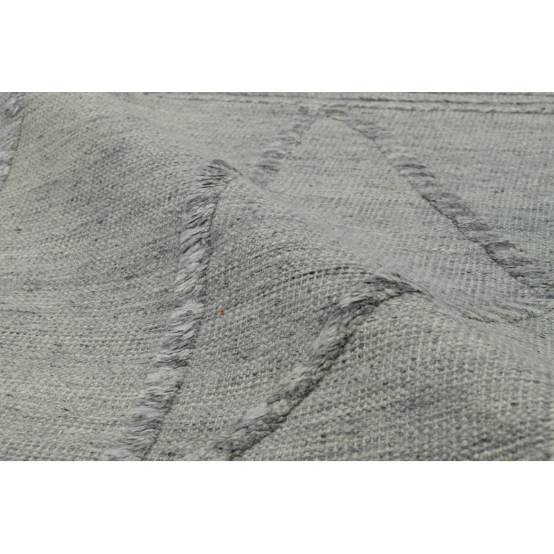 Keeva Hand Knotted Gray Wool Rectangular Area Rug