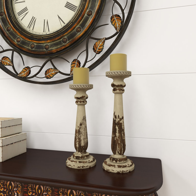 Winter Elegance Wood Candle Lantern Set, Rustic Brown, 17"