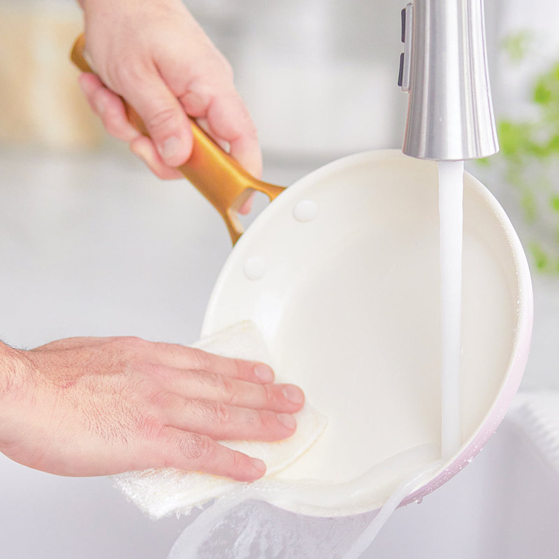 Sky Blue and Gold Ceramic Nonstick Frying Pan Set