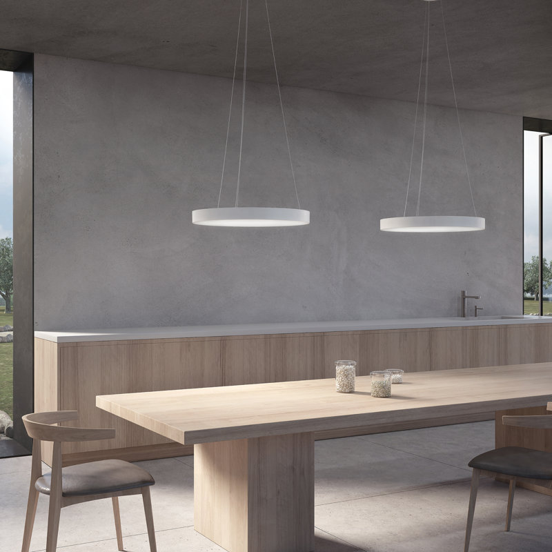 Satin White Pi 1-Light LED Indoor/Outdoor Contemporary Pendant