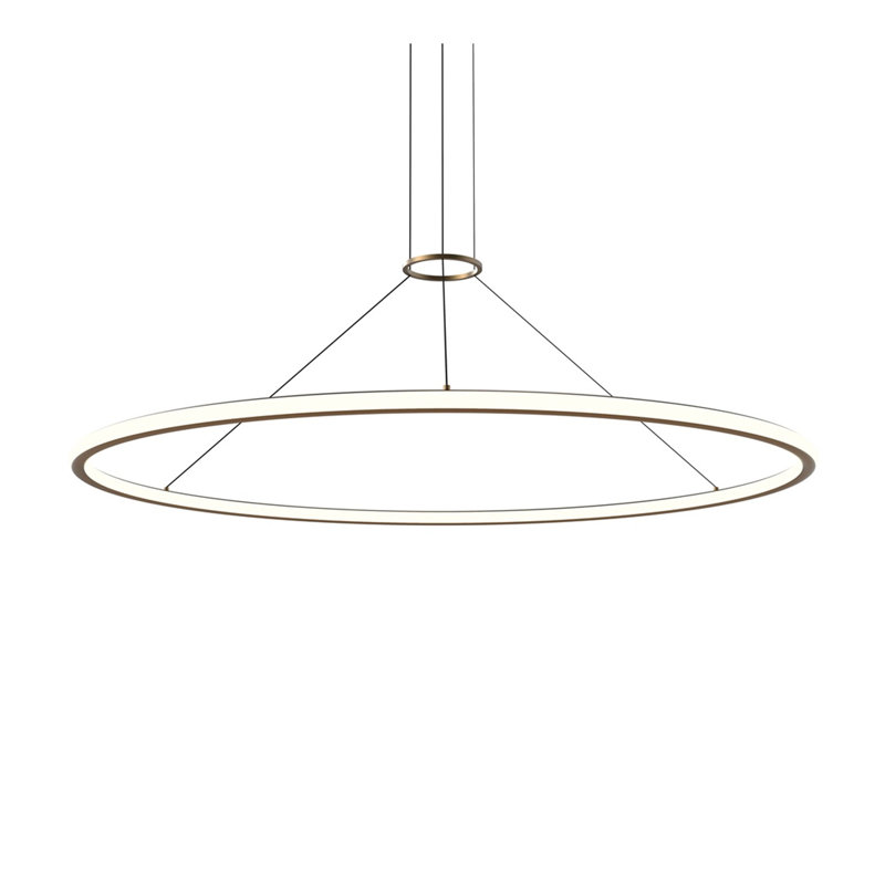 Luna Contemporary LED Brass Ring Pendant Light, 61.5" Wide