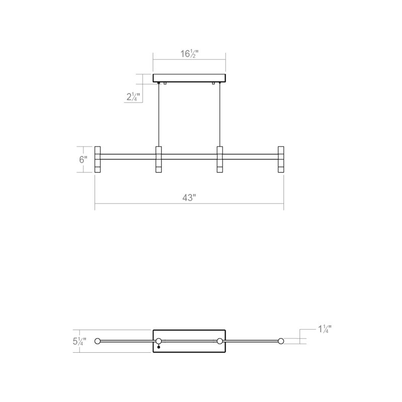 Bright Satin Aluminum 4-Light LED Linear Pendant