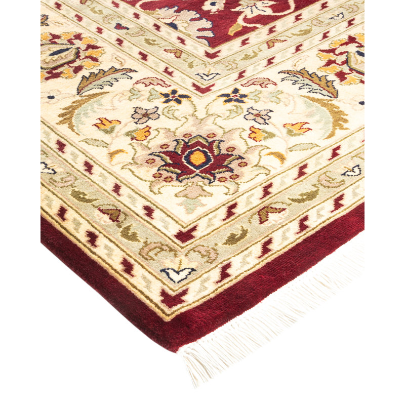 Hand-Knotted Red Wool Rectangular Area Rug 9'2" x 12'5"