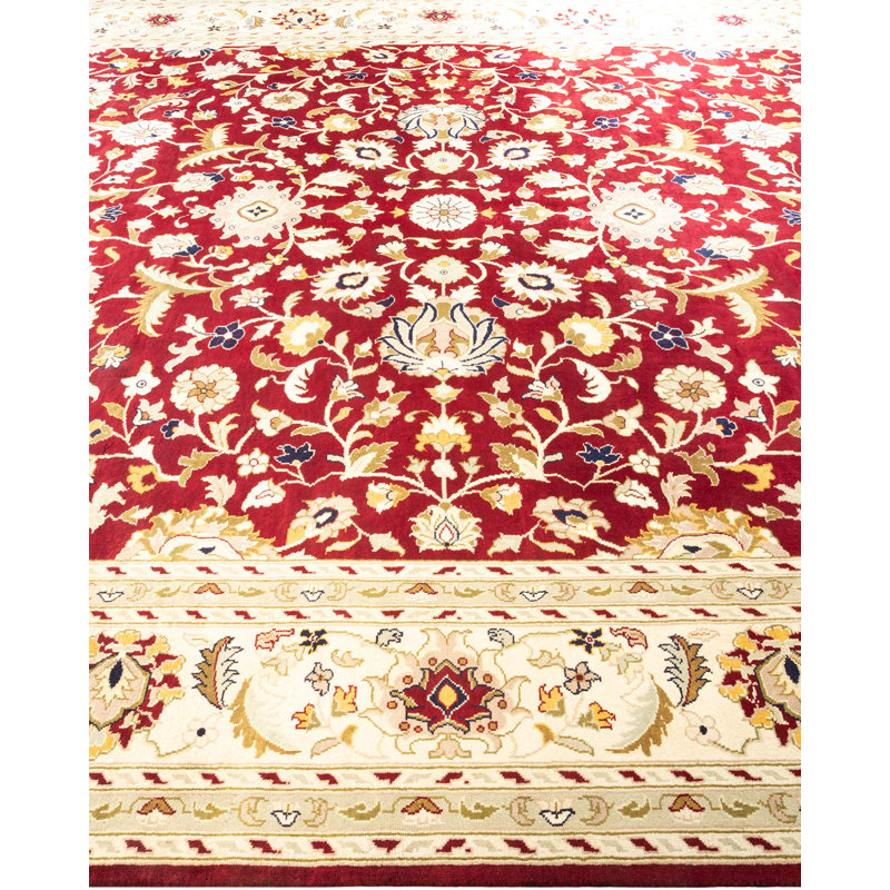 Hand-Knotted Red Wool Rectangular Area Rug 9'2" x 12'5"