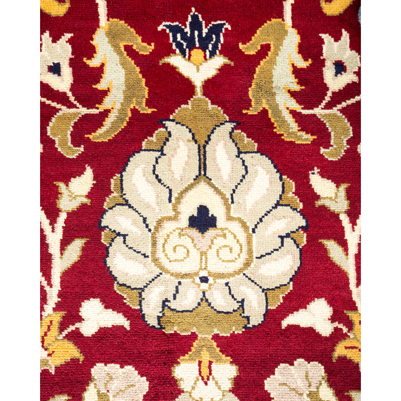 Hand-Knotted Red Wool Rectangular Area Rug 9'2" x 12'5"
