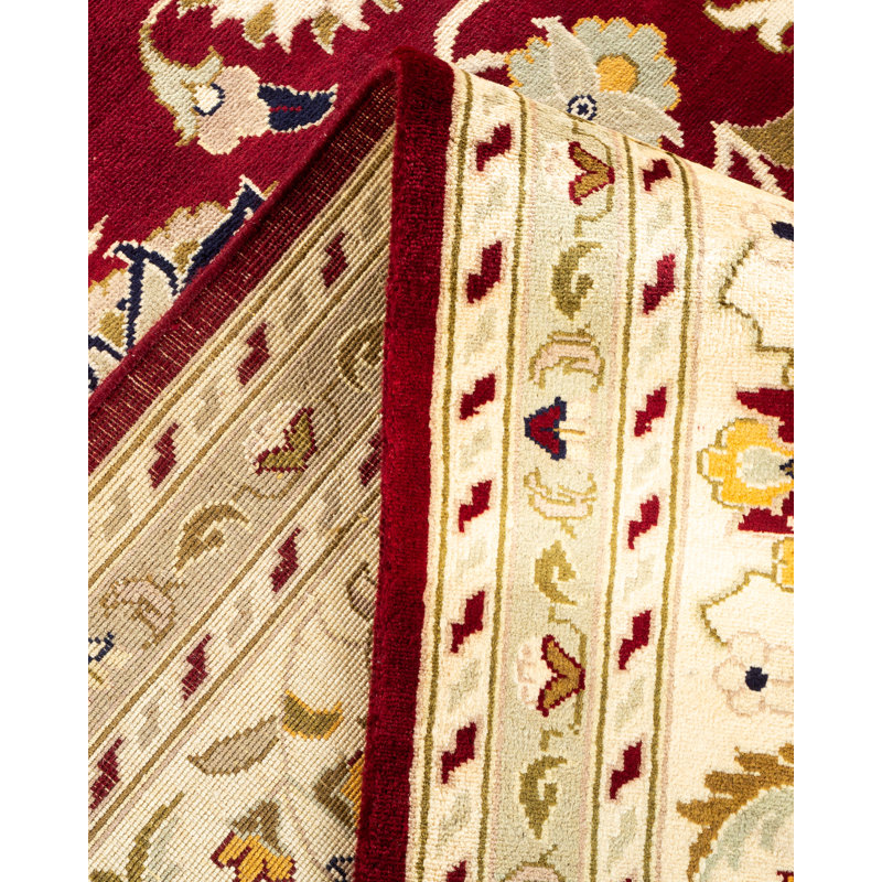 Hand-Knotted Red Wool Rectangular Area Rug 9'2" x 12'5"