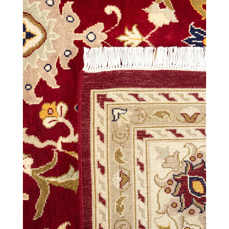 Hand-Knotted Red Wool Rectangular Area Rug 9'2" x 12'5"