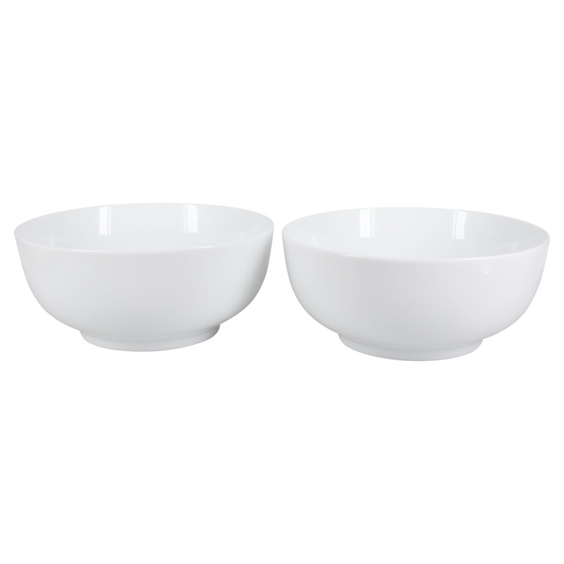 Classic White Porcelain 1.75-Quart Round Serving Bowls, Set of 2