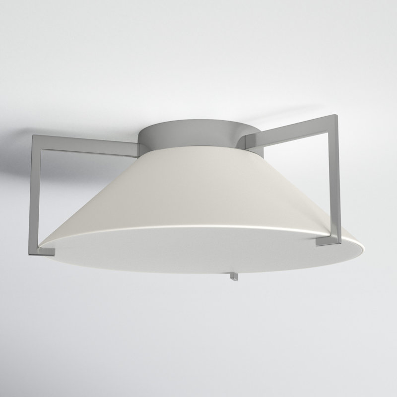 Transitional Brushed Bronze 20" LED Drum Flush Mount with Etched Acrylic