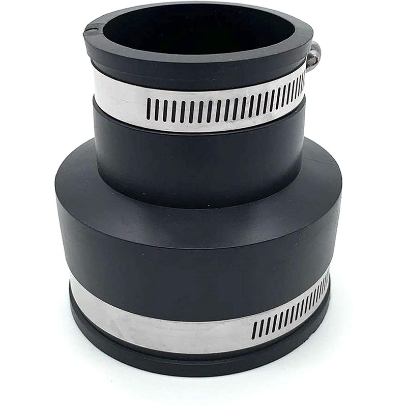Black Flexible PVC Rubber Coupling with Stainless Steel Clamps