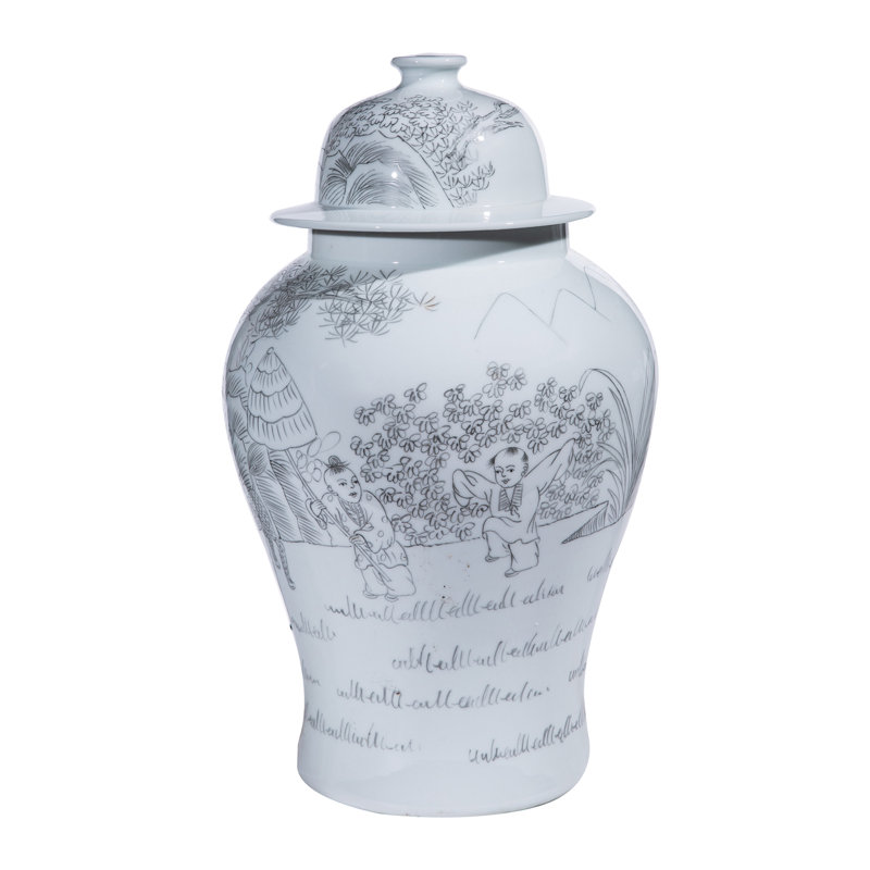 Handcrafted White Porcelain Novelty Vase with Lid
