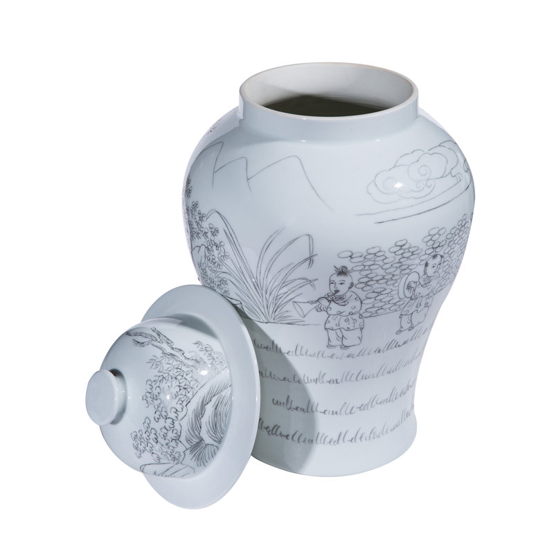 Handcrafted White Porcelain Novelty Vase with Lid