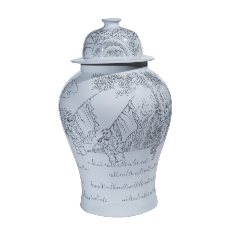Handcrafted White Porcelain Novelty Vase with Lid