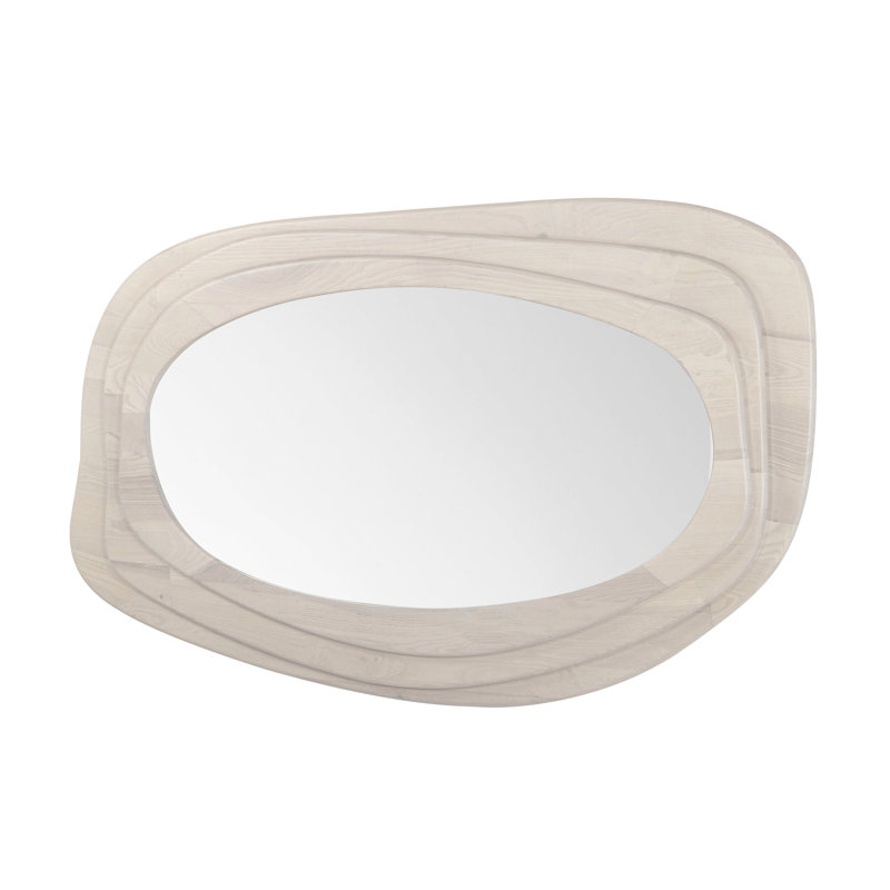 Asymmetrical Light Brown Wood Wall Mirror