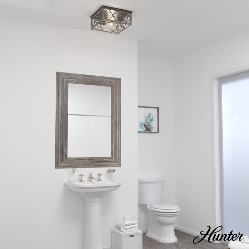 Gablecrest 14" French Oak Aluminum Flush Mount Light