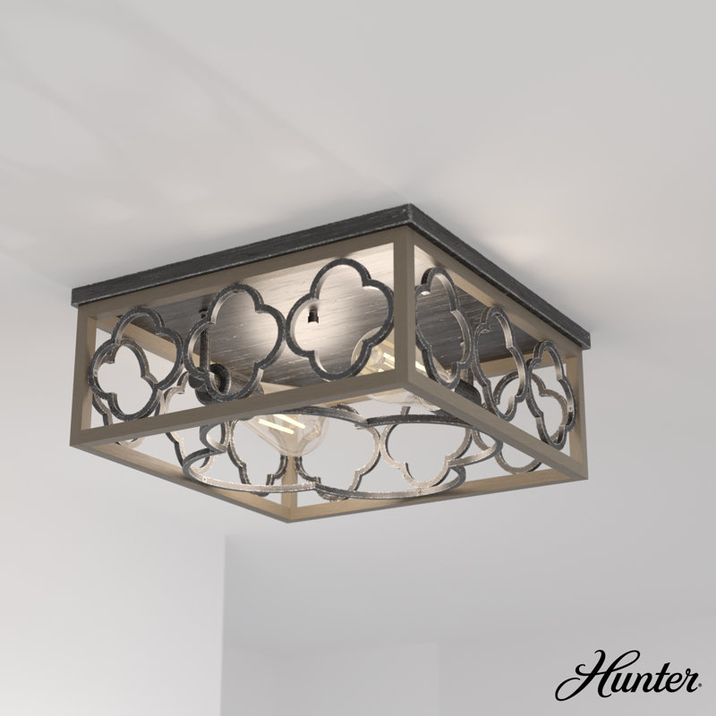 Gablecrest 14" French Oak Aluminum Flush Mount Light