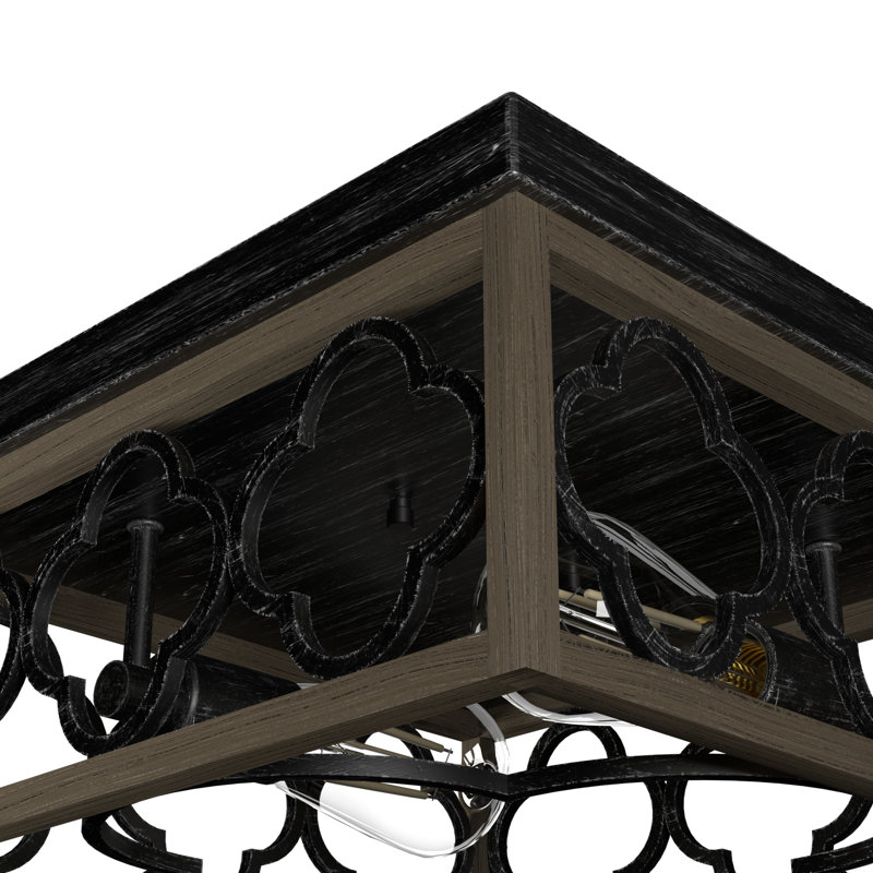 Gablecrest 14" French Oak Aluminum Flush Mount Light