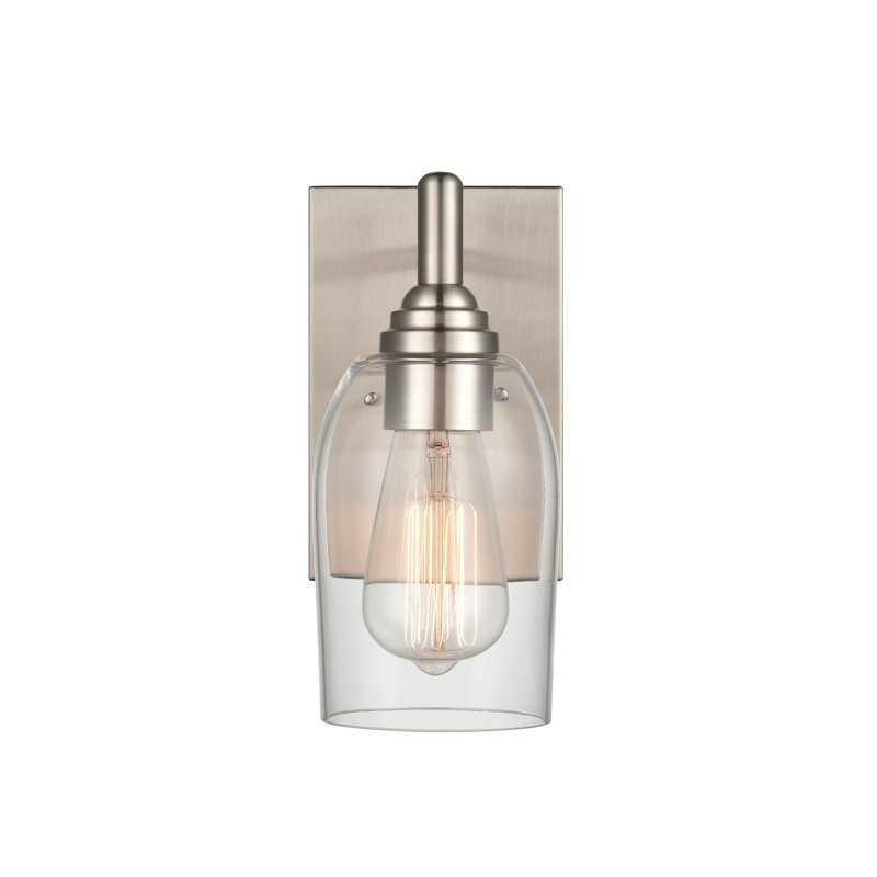 Brushed Nickel and Clear Glass Modern Wall Sconce