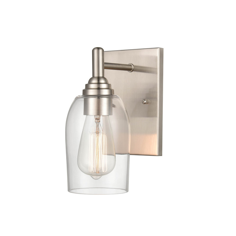 Brushed Nickel and Clear Glass Modern Wall Sconce