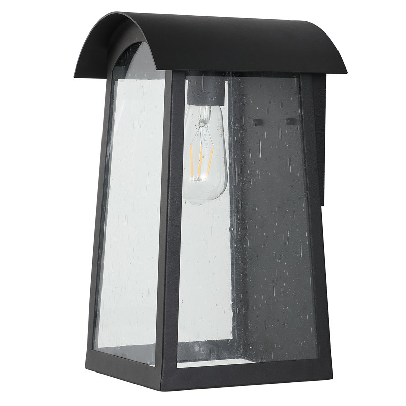 Adalai Black Iron Outdoor Wall Sconce with Clear Glass