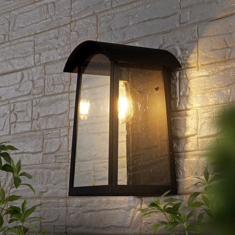 Adalai Black Iron Outdoor Wall Sconce with Clear Glass