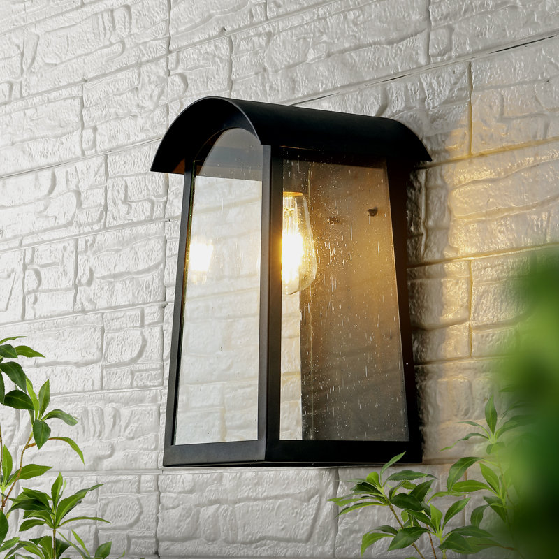 Adalai Black Iron Outdoor Wall Sconce with Clear Glass