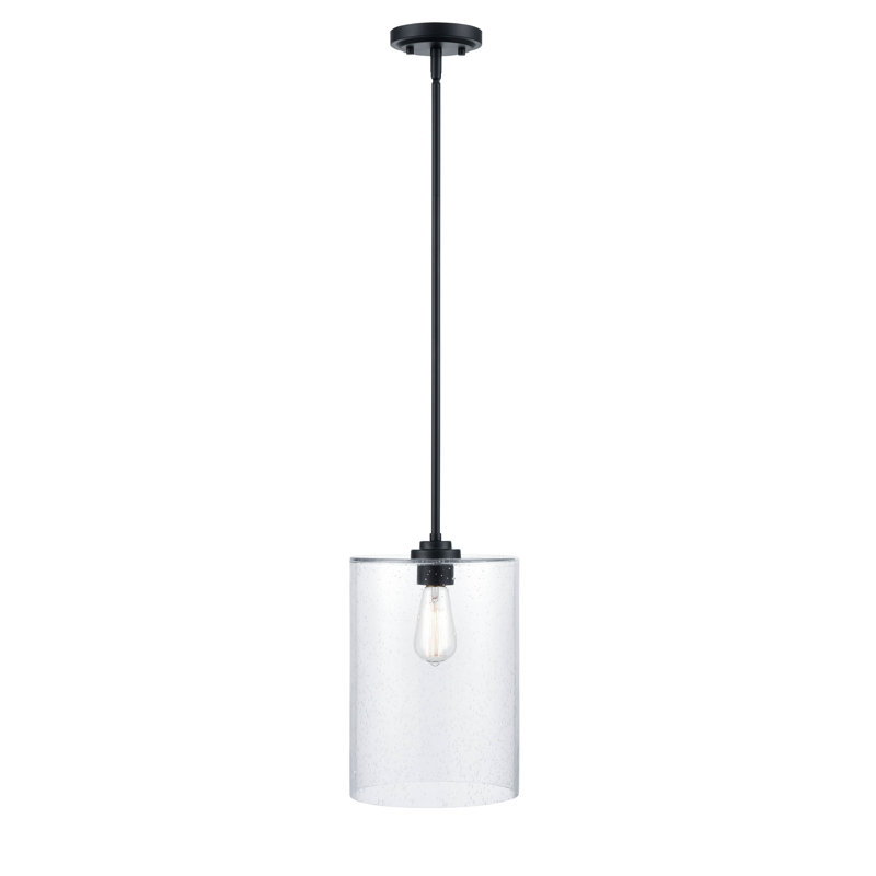 Moven Mini Matte Black Glass Pendant Light - 9"x14"