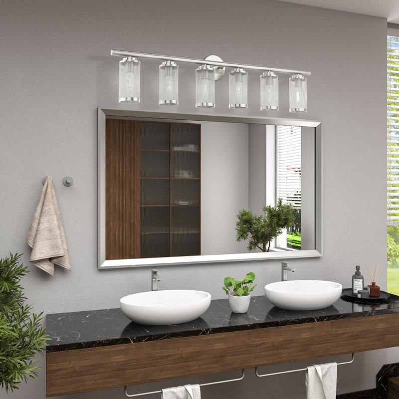 Industro Sleek 6-Light Brushed Nickel Vanity Sconce with Stainless Steel Mesh Shade