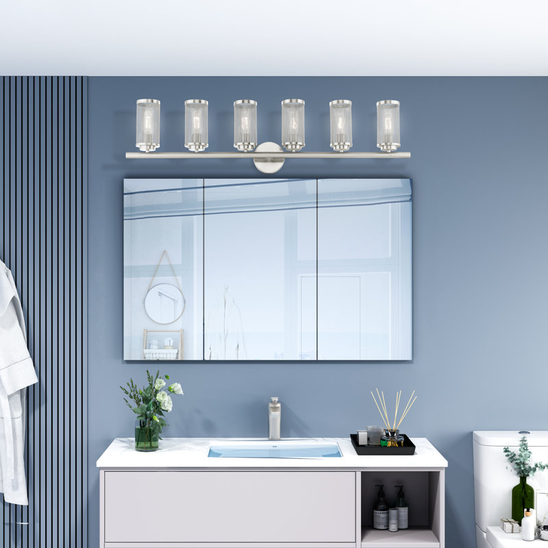 Industro Sleek 6-Light Brushed Nickel Vanity Sconce with Stainless Steel Mesh Shade
