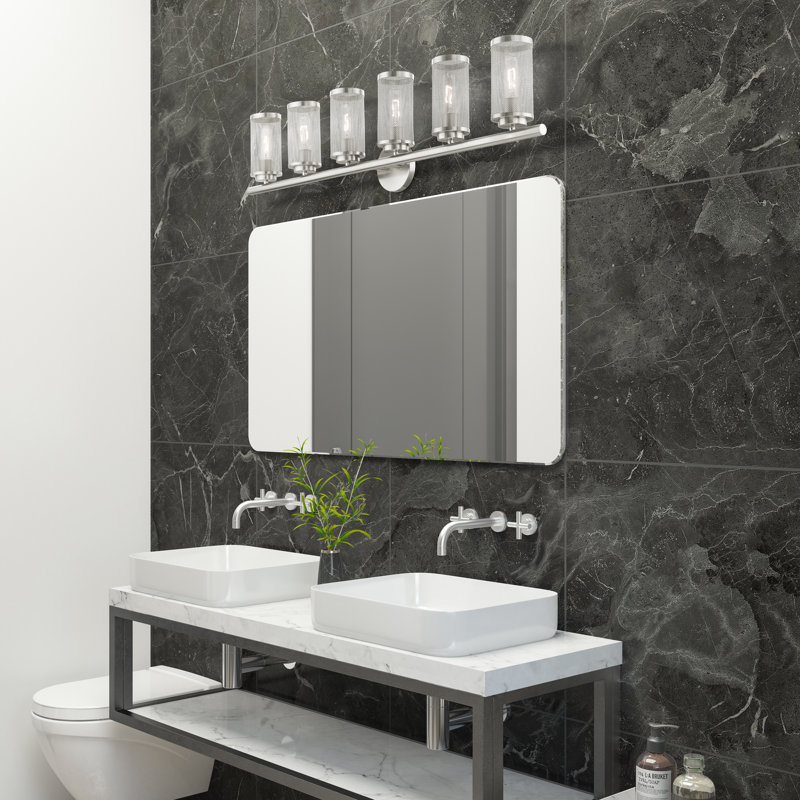 Industro Sleek 6-Light Brushed Nickel Vanity Sconce with Stainless Steel Mesh Shade
