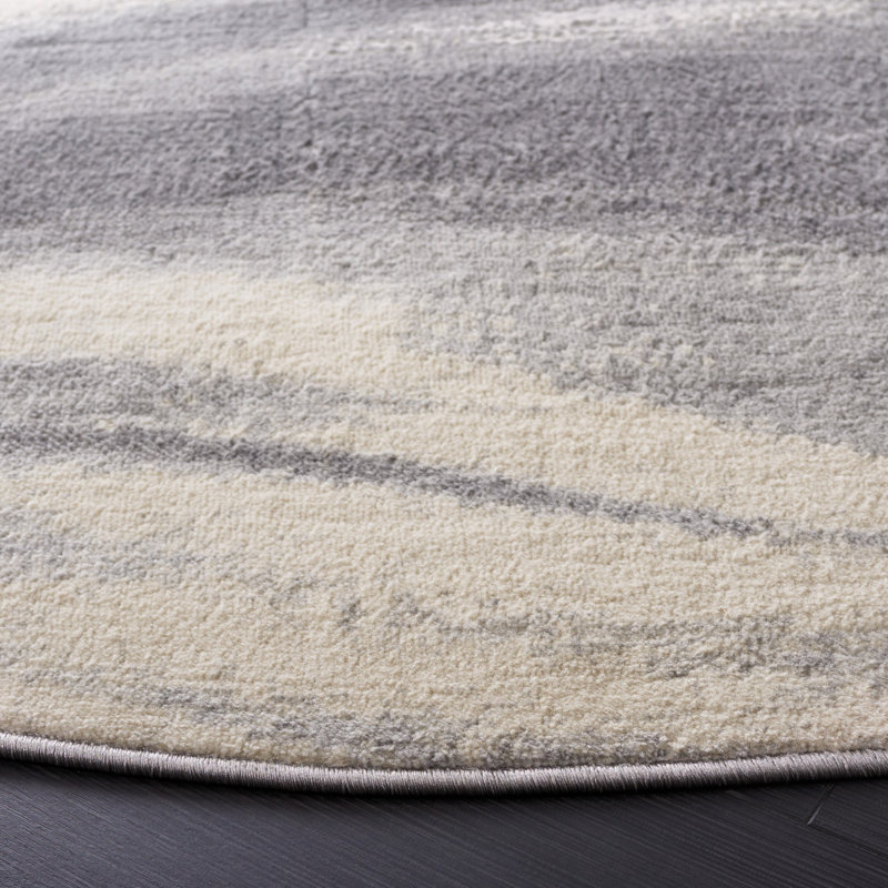 Contemporary Jasper Ivory Abstract 2' x 9' Synthetic Runner Rug