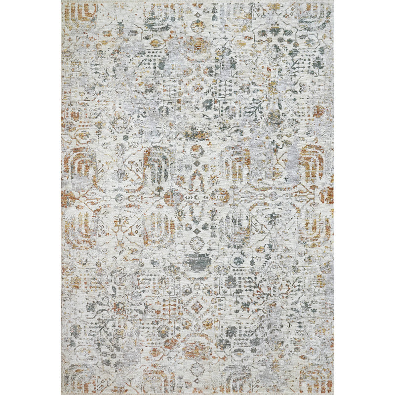 Modern Gray Synthetic Rectangular Easy Care Rug, 2'3" x 3'11"