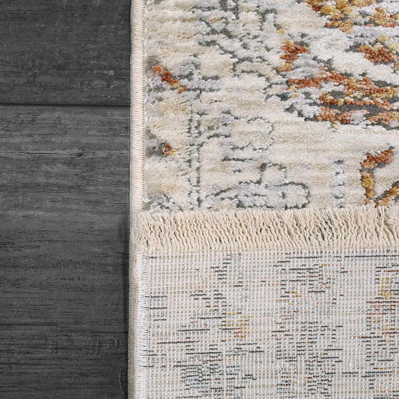 Modern Gray Synthetic Rectangular Easy Care Rug, 2'3" x 3'11"