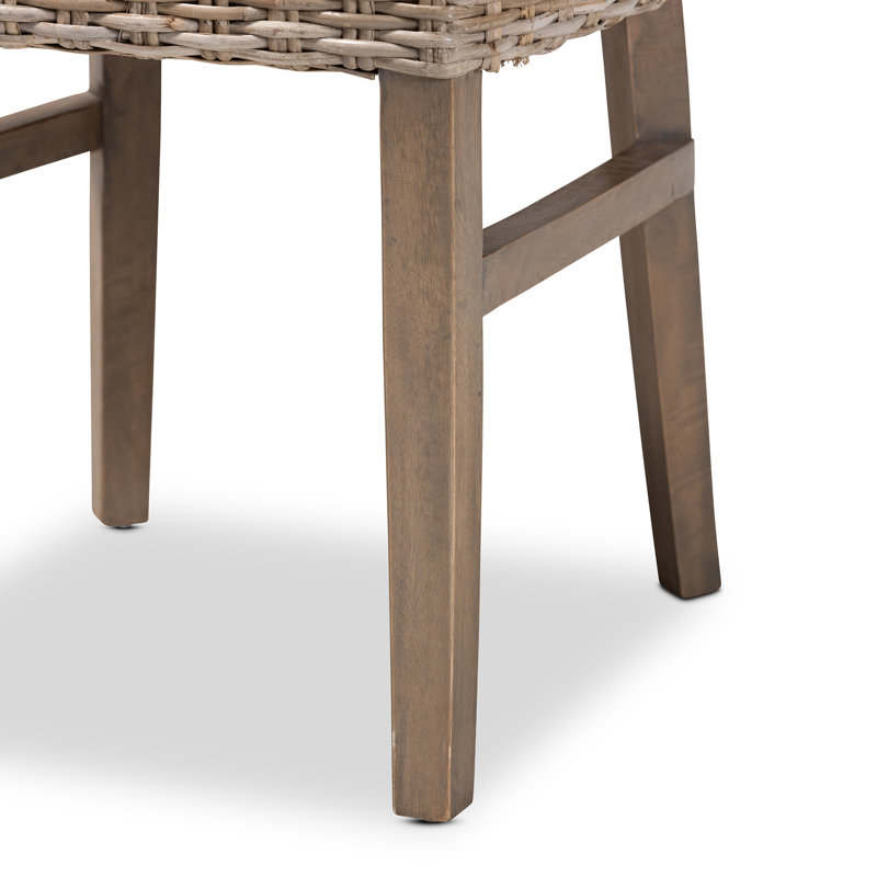 Bohemian Brown Rattan & Mahogany Low Dining Chair Set