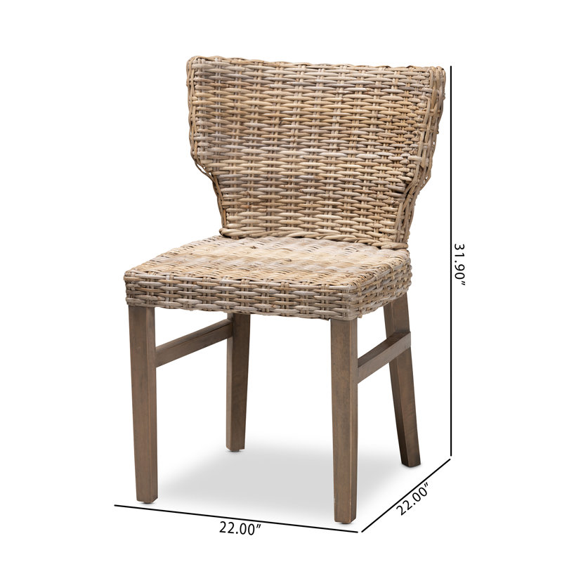 Bohemian Brown Rattan & Mahogany Low Dining Chair Set