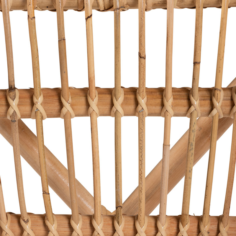 Natural Brown Rattan Slat Back Arm Chair Set