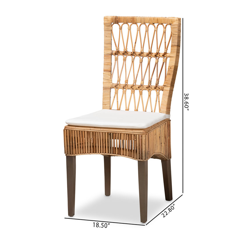 Natural Brown Rattan and Cane Dining Chair Set