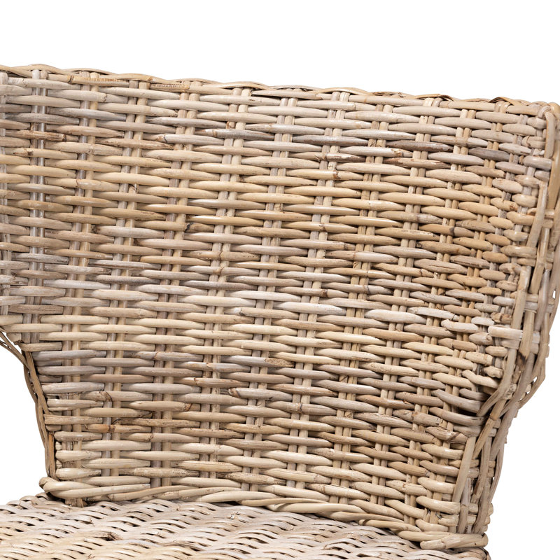 Bohemian Brown Rattan & Mahogany Low Dining Chair Set