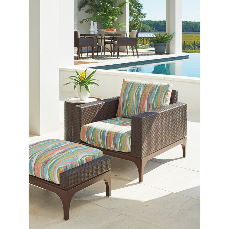 English Walnut and Woven Wicker Outdoor Dining Chair