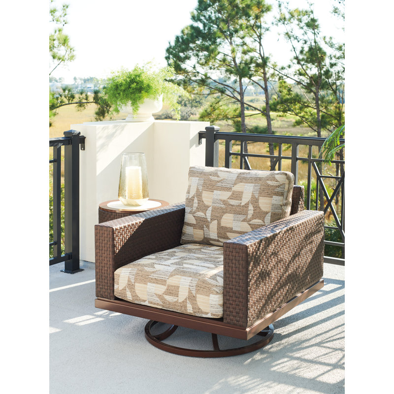 Abaco Elegant English Walnut and Woven Leather Swivel Lounge Chair