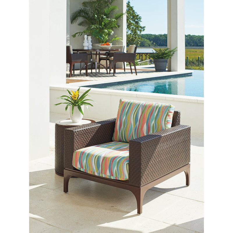 English Walnut and Woven Wicker Outdoor Dining Chair