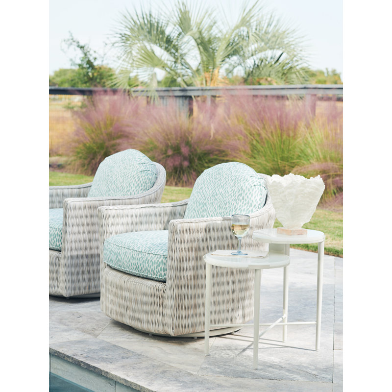 Contemporary Seabrook White Tiered Round End Table