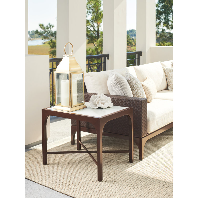 Seabrook 28" White and Brown Transitional Rectangular End Table