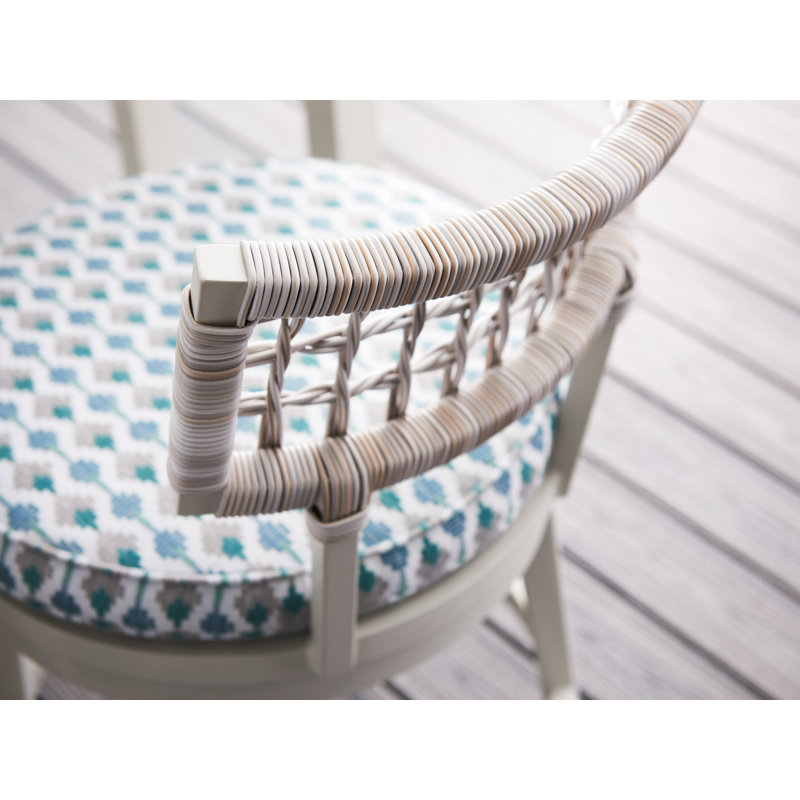 Oyster White Blended Wicker Swivel Counter Stool with Aluminum Frame