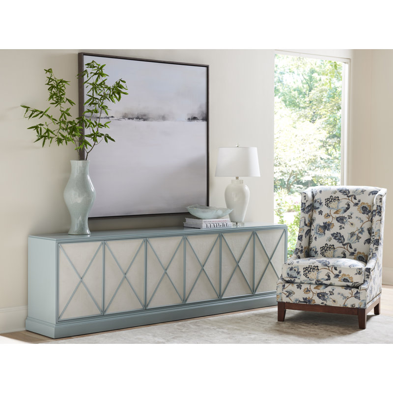 Rosalind 103" White and Blue Hardwood Media Console